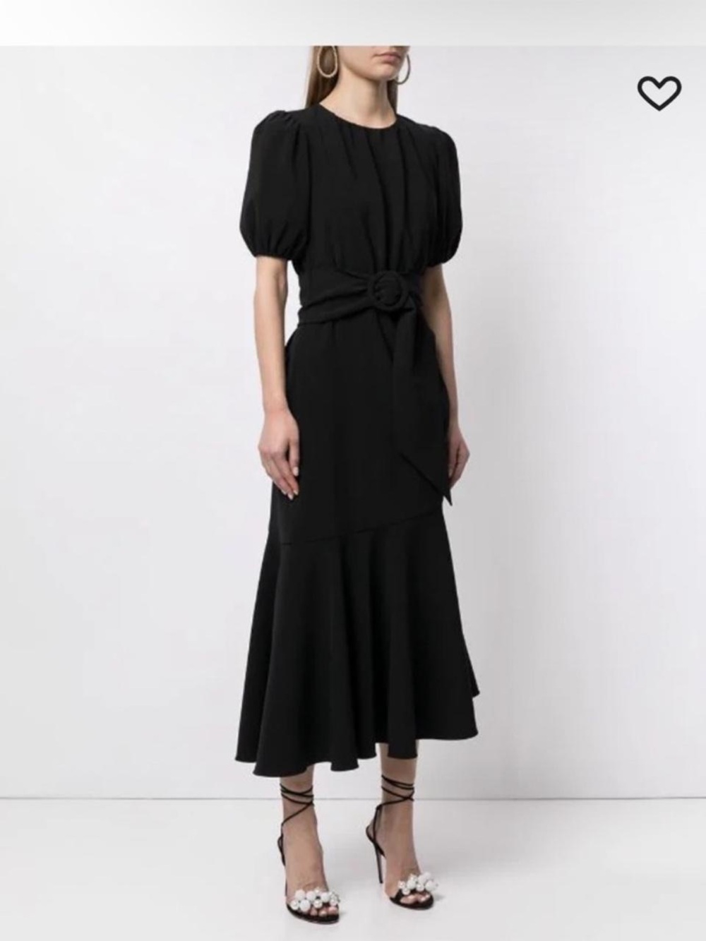 Sachin + Babi Black Puff-Sleeve Belted Midi Dress